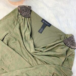 INC International Green Ruched Bodycon Dress